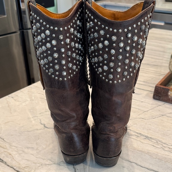 Old Gringo SZ 8.5 Studded Brown Leather Cowboy Boots - Picture 11 of 11